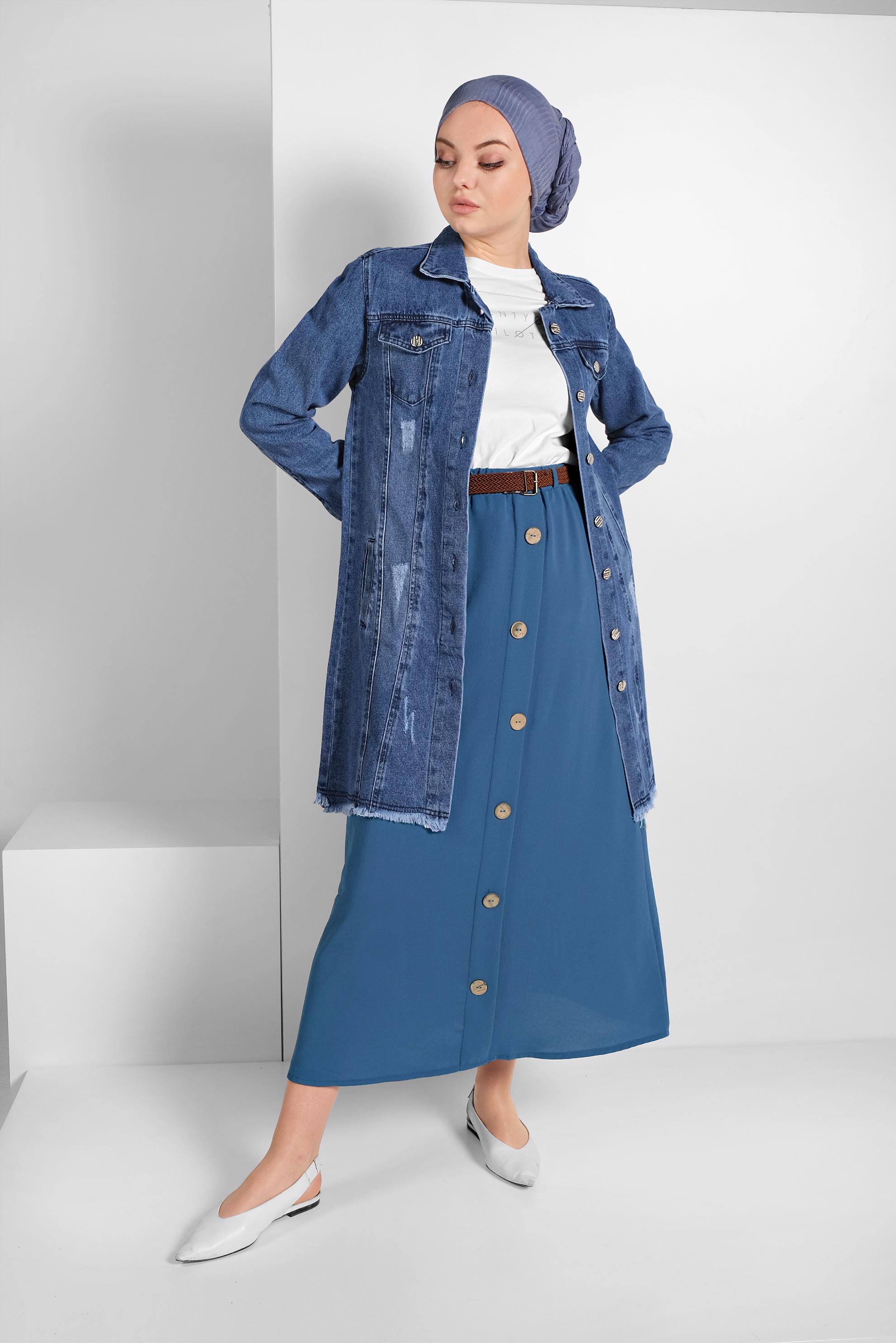 püskül detaylı denim havası