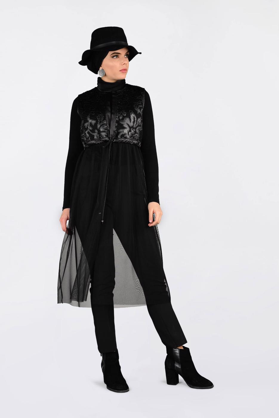 Vêtements hijab NOIR ALVINA GILET À EMBELLI 4774 