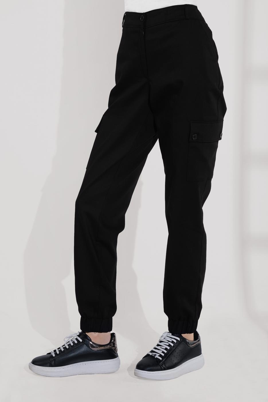 Tesettür giyim SİYAH ALVİNA PAMUKLU KARGO PANTOLON 7572