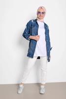 Tesettür giyim KREM ALVİNA PAMUKLU KARGO PANTOLON 7572