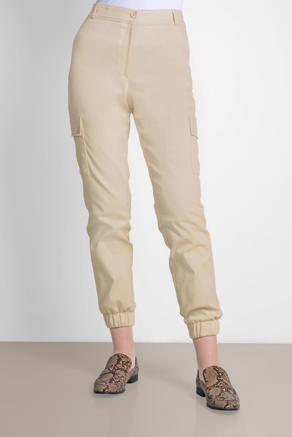 Tesettür giyim BEJ ALVİNA PAMUKLU KARGO PANTOLON 7572