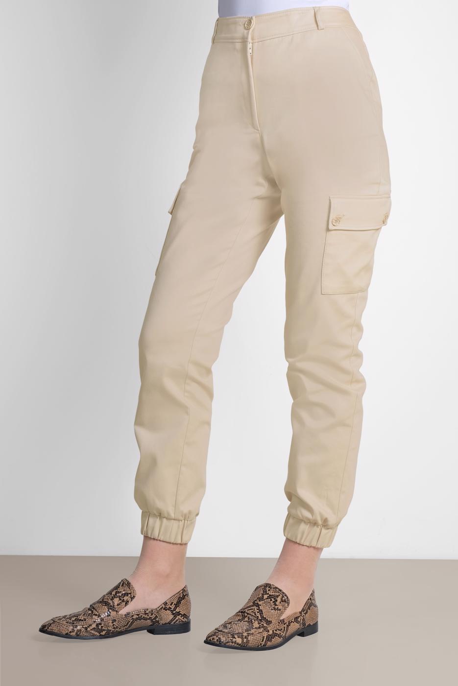 Tesettür giyim BEJ ALVİNA PAMUKLU KARGO PANTOLON 7572