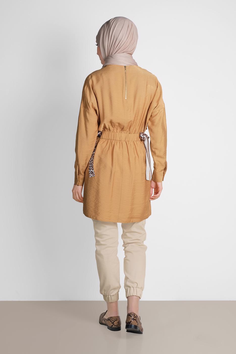 Tesettür giyim BEJ ALVİNA PAMUKLU KARGO PANTOLON 7572