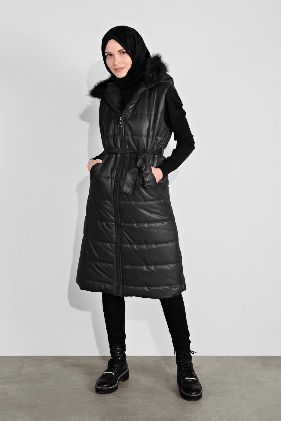 Vêtements hijab NOIR DOUDOUNE À CAPUCHE 5687 