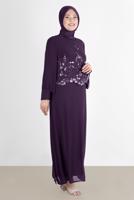 Tesettür giyim MÜRDÜM ALVİNA ŞİFON İKİLİ ABİYE ELBİSE T 5600