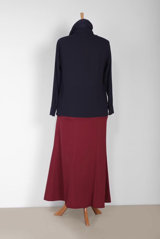 Vêtements hijab BLEU MARINE T 2867 ALVİNA NİL CREP BLUZ - TRENDTESETTÜR