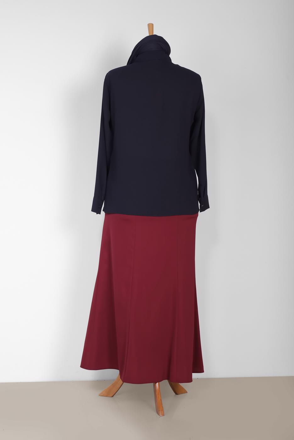 Vêtements hijab BLEU MARINE T 2867 ALVİNA NİL CREP BLUZ