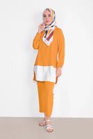Hijab clothing ORANGE CUFFS-ELASTIC SHIRT-HEM SUIT 0221