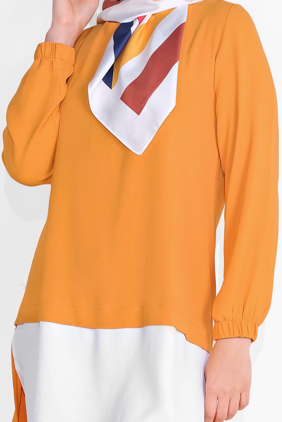Hijab clothing ORANGE CUFFS-ELASTIC SHIRT-HEM SUIT 0221