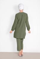 Hijab clothing KHAKI CUFFS-ELASTIC SHIRT-HEM SUIT 0221