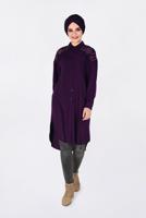 Tesettür giyim MOR OMUZLARI NAKIŞLI YANLARI YIRTMAÇLI TUNİK 4760 