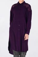 Tesettür giyim MOR OMUZLARI NAKIŞLI YANLARI YIRTMAÇLI TUNİK 4760 