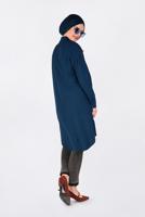 Tesettür giyim MAVİ OMUZLARI NAKIŞLI YANLARI YIRTMAÇLI TUNİK 4760 
