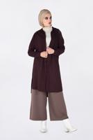 Tesettür giyim BORDO OMUZLARI NAKIŞLI YANLARI YIRTMAÇLI TUNİK 4760 