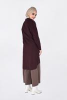 Tesettür giyim BORDO OMUZLARI NAKIŞLI YANLARI YIRTMAÇLI TUNİK 4760 