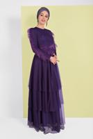 Hijab clothing PURPLE TIERED BEADED ABAYA 0810 