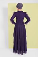 Hijab clothing PURPLE TIERED BEADED ABAYA 0810 