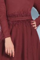 Vêtements hijab ROUGE BORDEAUX ROBE DE SOIRÉE À VERROTERIES 0810 