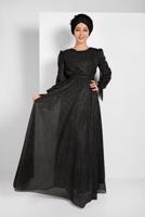 Vêtements hijab NOIR ROBE DE SOIRÉE EN TULLE RUCHÉE 1710