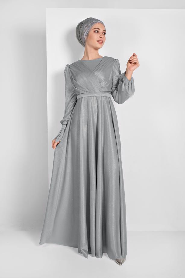 Vêtements hijab  RUFFLED TULLE ABAYA 1710 - TRENDTESETTÜR