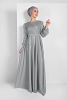 Vêtements hijab GRIS ROBE DE SOIRÉE EN TULLE RUCHÉE 1710