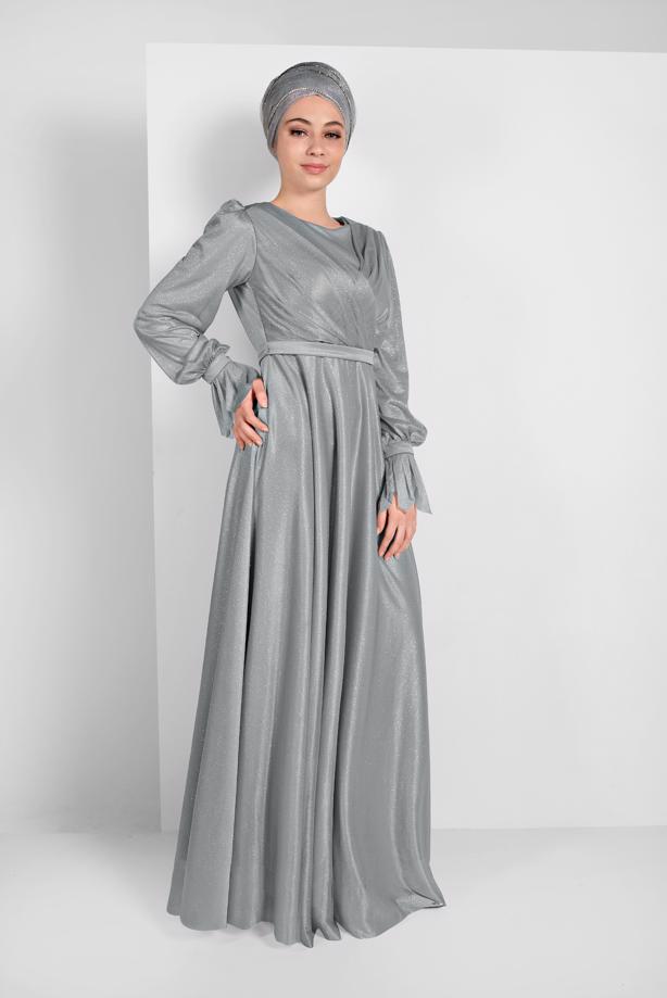 Vêtements hijab  RUFFLED TULLE ABAYA 1710 - TRENDTESETTÜR