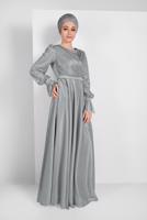 Vêtements hijab GRIS ROBE DE SOIRÉE EN TULLE RUCHÉE 1710