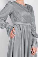 Vêtements hijab GRIS ROBE DE SOIRÉE EN TULLE RUCHÉE 1710