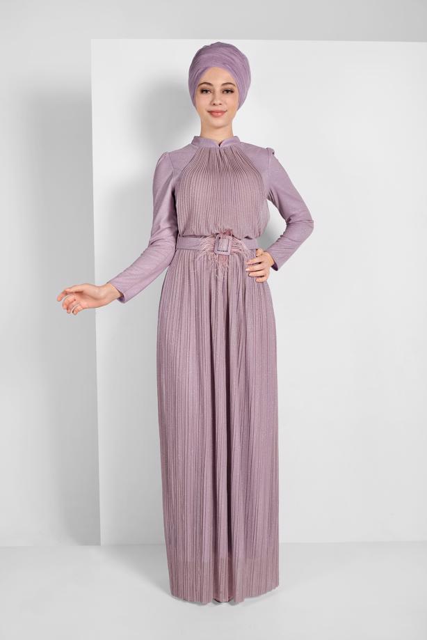 Vêtements hijab  SPARKLY PLEATED ABAYA 2810  - TRENDTESETTÜR