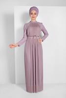 Vêtements hijab POURPRE ROBE DE SOIRÉE BRILLANTE À PLISSÉE 2810 