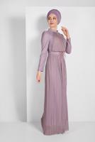Vêtements hijab POURPRE ROBE DE SOIRÉE BRILLANTE À PLISSÉE 2810 
