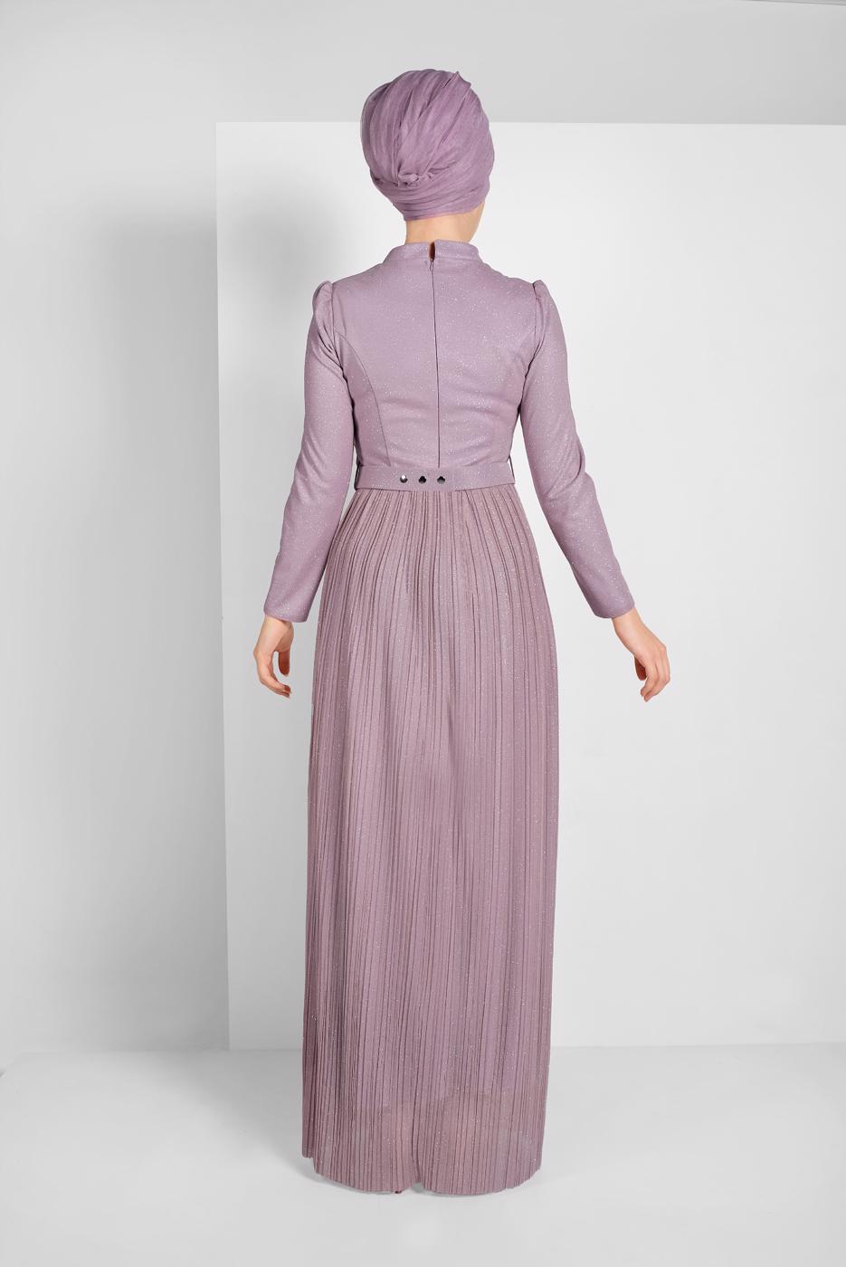 Vêtements hijab POURPRE ROBE DE SOIRÉE BRILLANTE À PLISSÉE 2810 