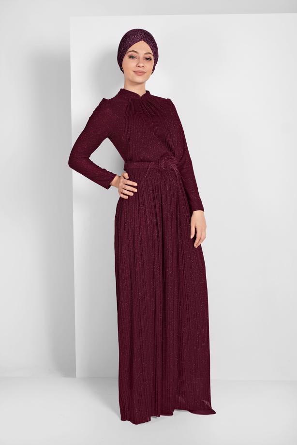 Vêtements hijab  SPARKLY PLEATED ABAYA 2810  - TRENDTESETTÜR