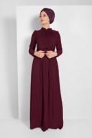 Hijab clothing CLARET RED SPARKLY PLEATED ABAYA 2810 