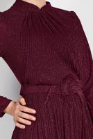 Hijab clothing CLARET RED SPARKLY PLEATED ABAYA 2810 