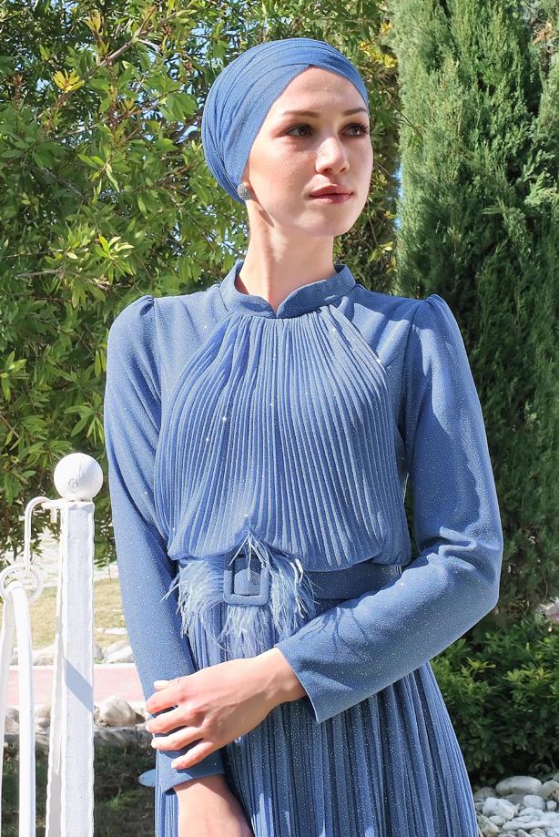 Vêtements hijab  SPARKLY PLEATED ABAYA 2810  - TRENDTESETTÜR