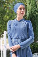 Vêtements hijab BLEU MARINE ROBE DE SOIRÉE BRILLANTE À PLISSÉE 2810 