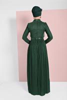 Vêtements hijab VERT ROBE DE SOIRÉE BRILLANTE À PLISSÉE 2810 