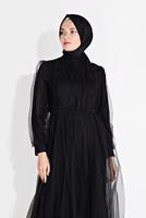 Vêtements hijab NOIR ROBE SOIRÉE EN TULLE 2910 