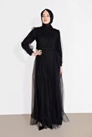 Vêtements hijab NOIR ROBE SOIRÉE EN TULLE 2910 