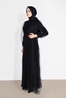 Vêtements hijab NOIR ROBE SOIRÉE EN TULLE 2910 