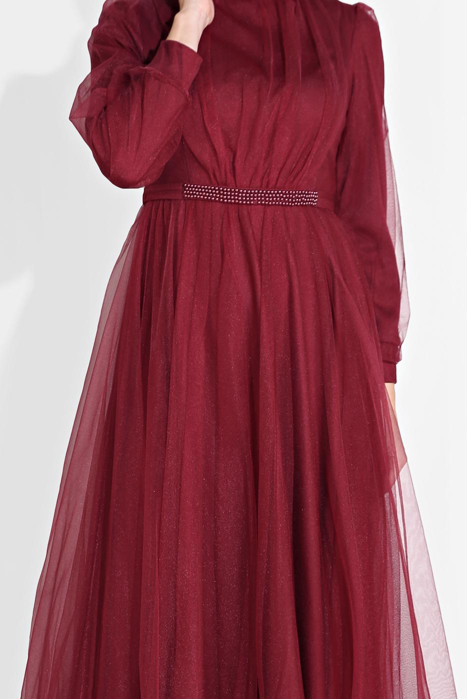 Hijab clothing CLARET RED TULLE NIGHTDRESS 2910