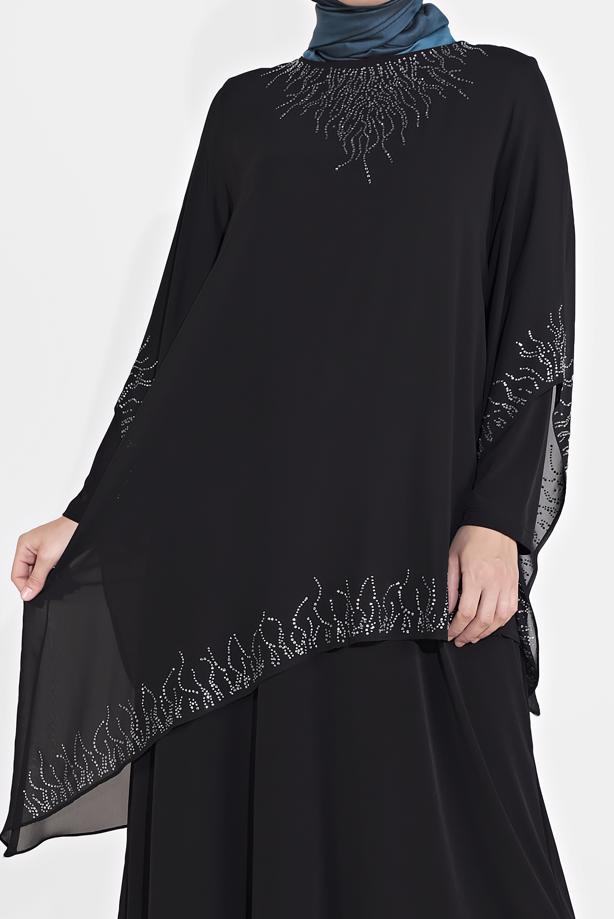 Tesettür giyim  TAŞ BASKILI ABİYE ELBİSE 4215 - TRENDTESETTÜR