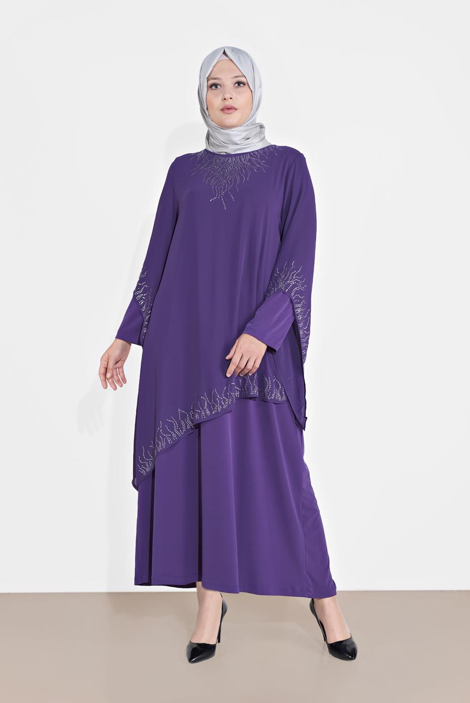 Vêtements hijab POURPRE ROBE SOIRÉE À EMBELLIE 4215 
