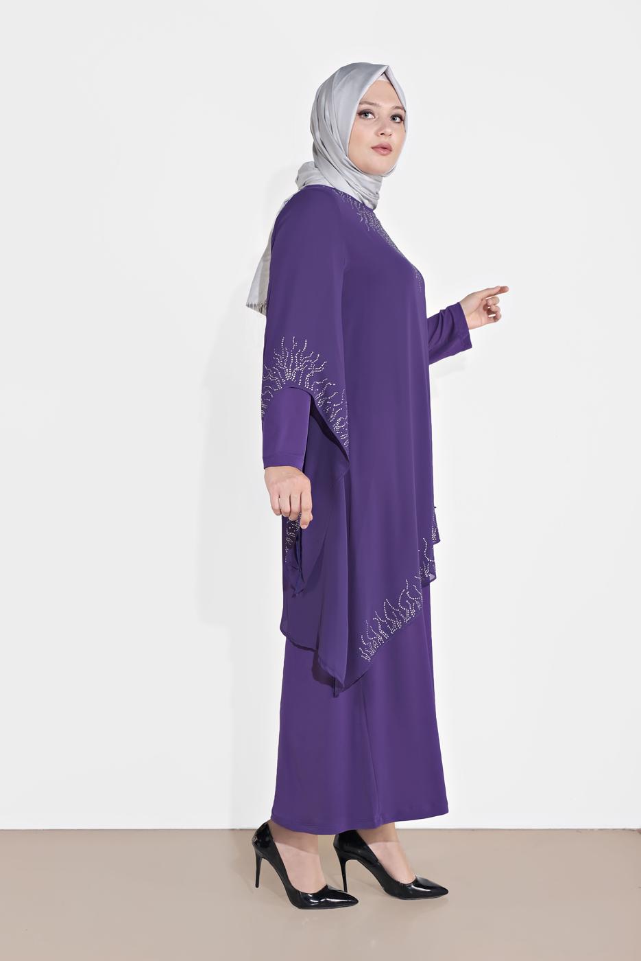 Vêtements hijab POURPRE ROBE SOIRÉE À EMBELLIE 4215 