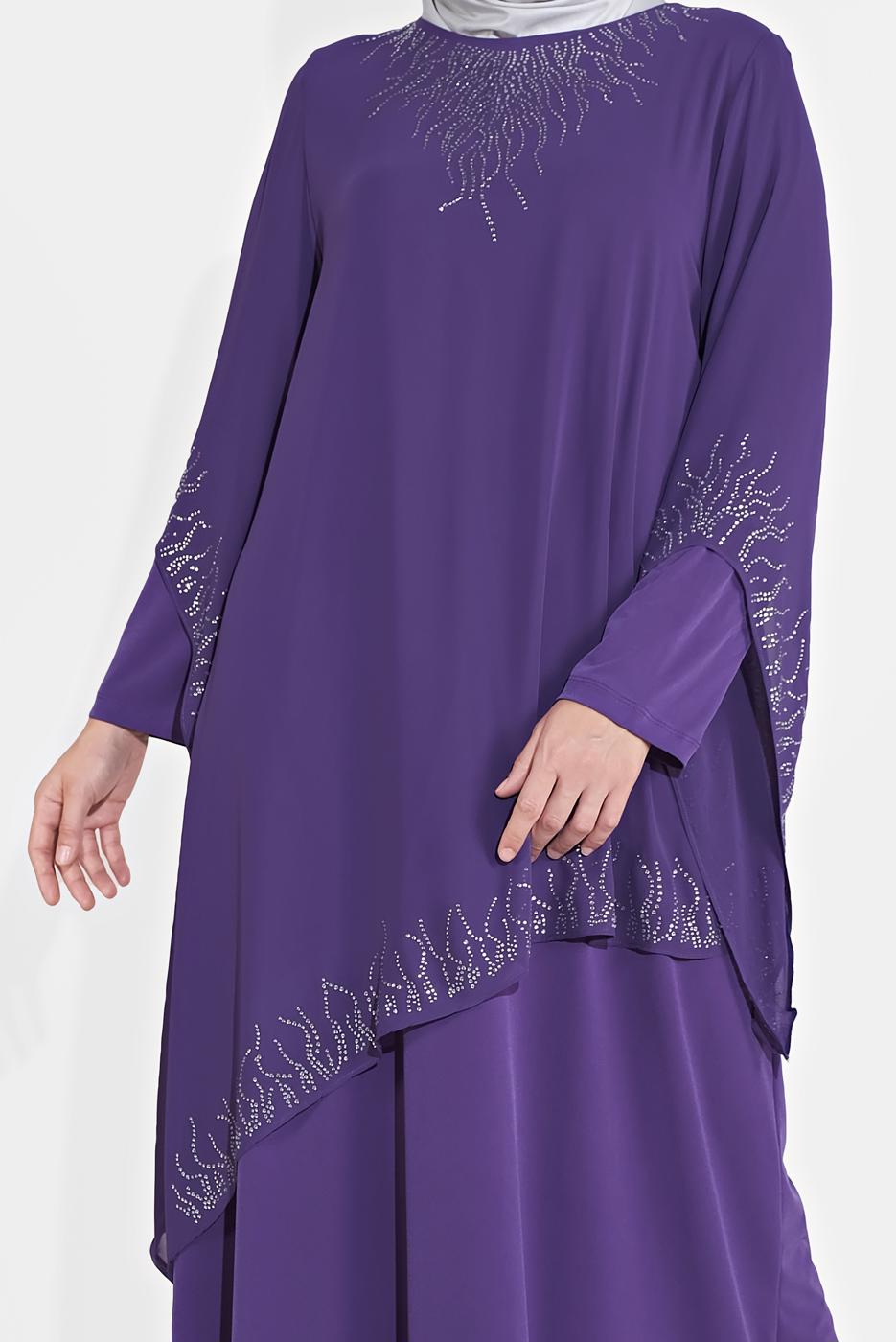 Vêtements hijab POURPRE ROBE SOIRÉE À EMBELLIE 4215 