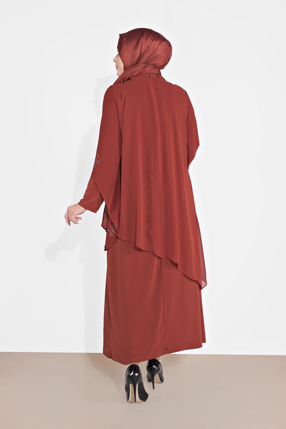 Vêtements hijab BRUN ROBE SOIRÉE À EMBELLIE 4215 