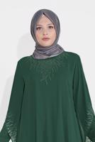 Hijab clothing GREEN EMBELLISHED ABAYA 4215