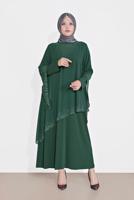Hijab clothing GREEN EMBELLISHED ABAYA 4215
