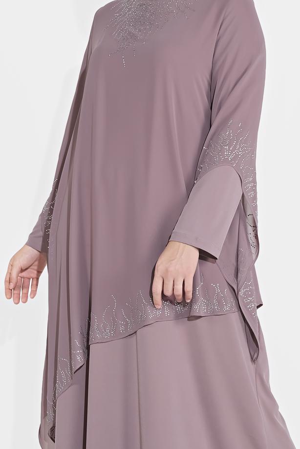 Tesettür giyim  TAŞ BASKILI ABİYE ELBİSE 4215 - TRENDTESETTÜR